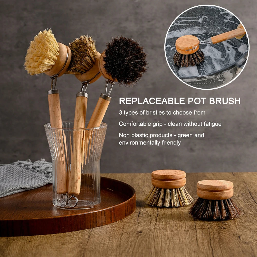 Portable Wooden Handle Dish Brush